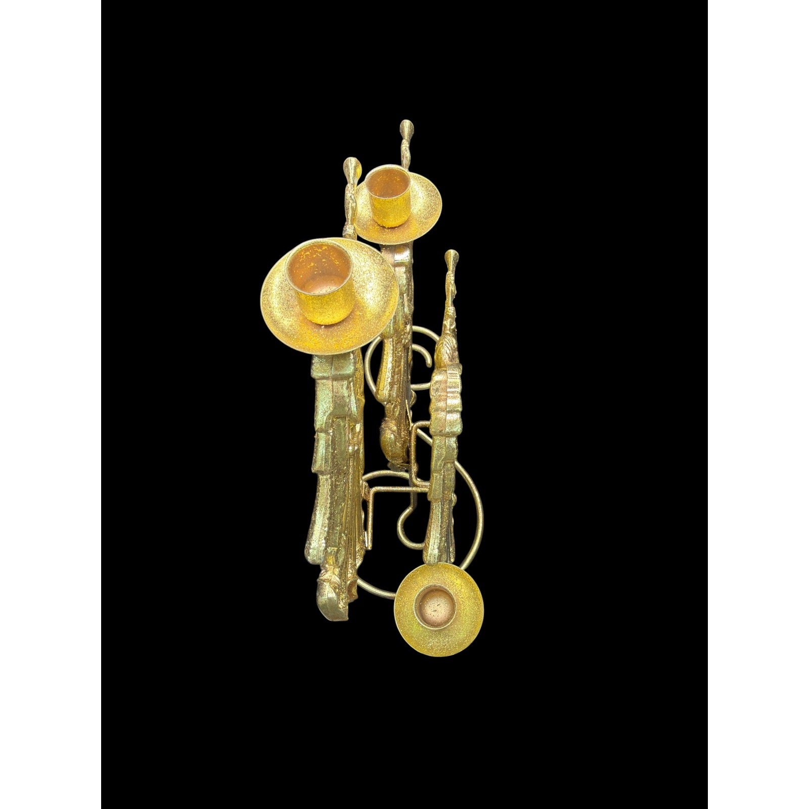 Gold Angel Candelabra Pair Metal Christmas Taper Candle Holders