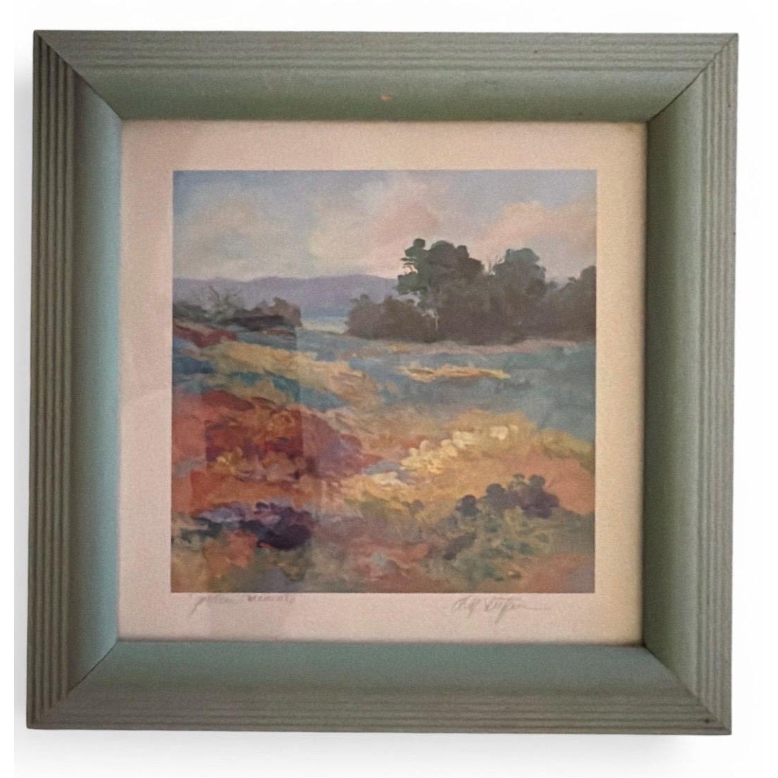 Vintage Alex Stefani Landscape Prints: Blue Woods, Golden Moments (Set of 2)
