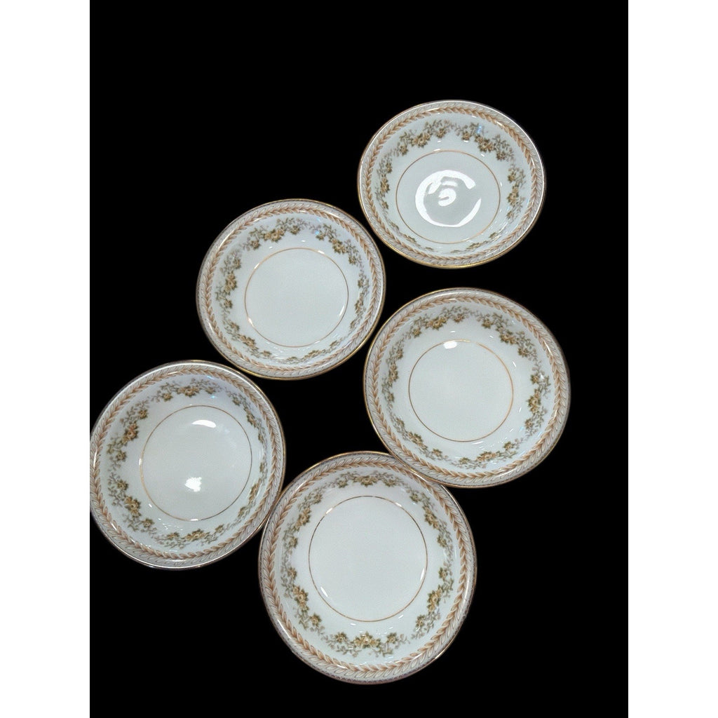 Noritake Shelburne 5316 Berry Bowls 5 Pc Vintage Japan China Floral Gold Trim