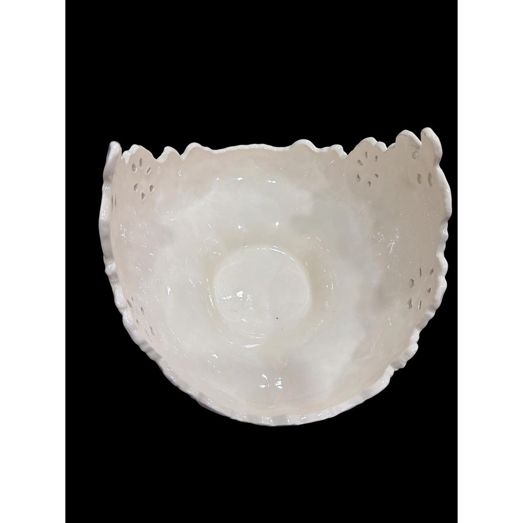 Vintage Ceramic Guest Towel Holder: Farmhouse Spa Linen Display Bowl