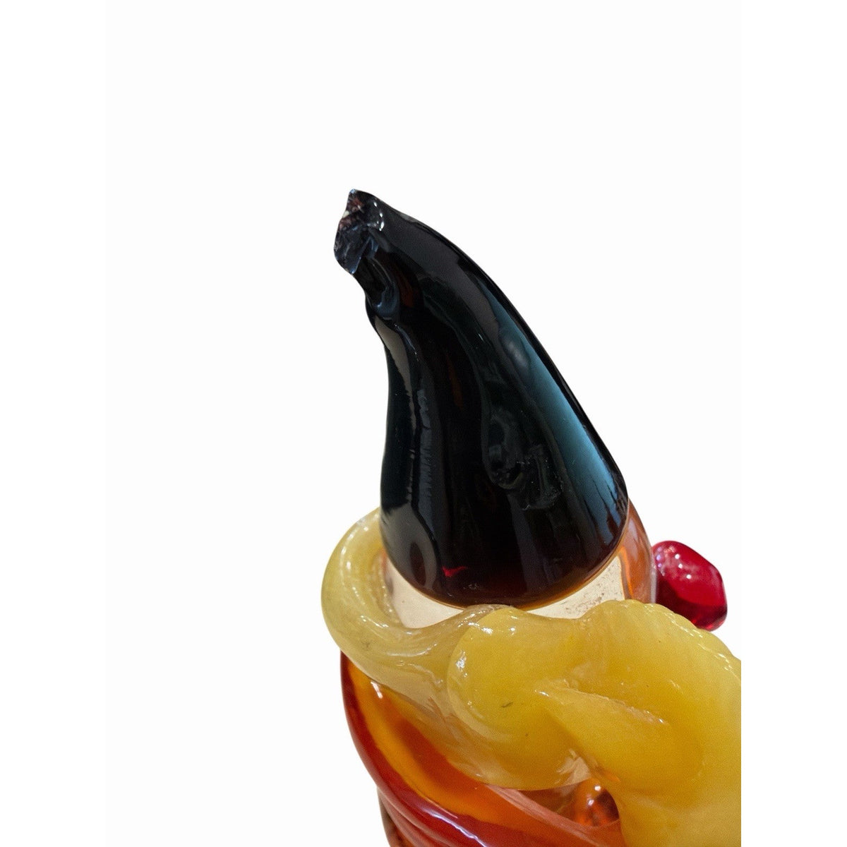 Vintage Murano Style Art Glass Clown Figurine Millefiori Orange Collar 8.5"