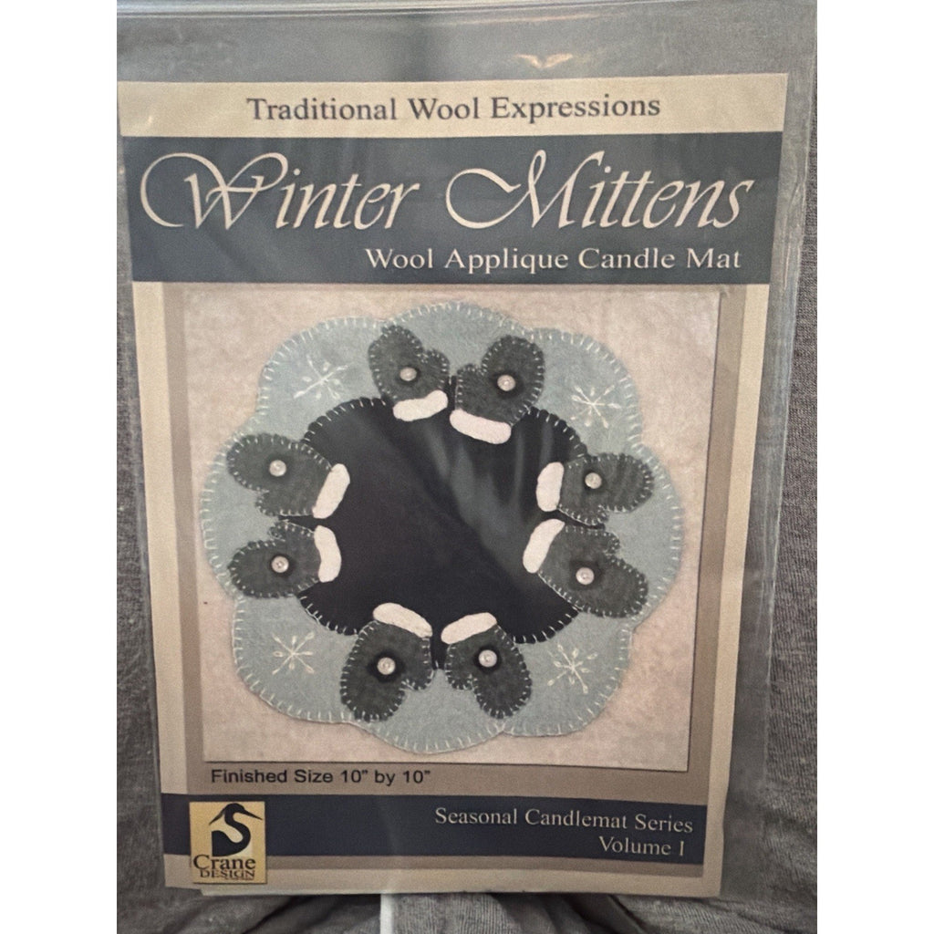 Crane Design Winter Mittens Wool Applique Candle Mat Pattern Vol 1 NOS