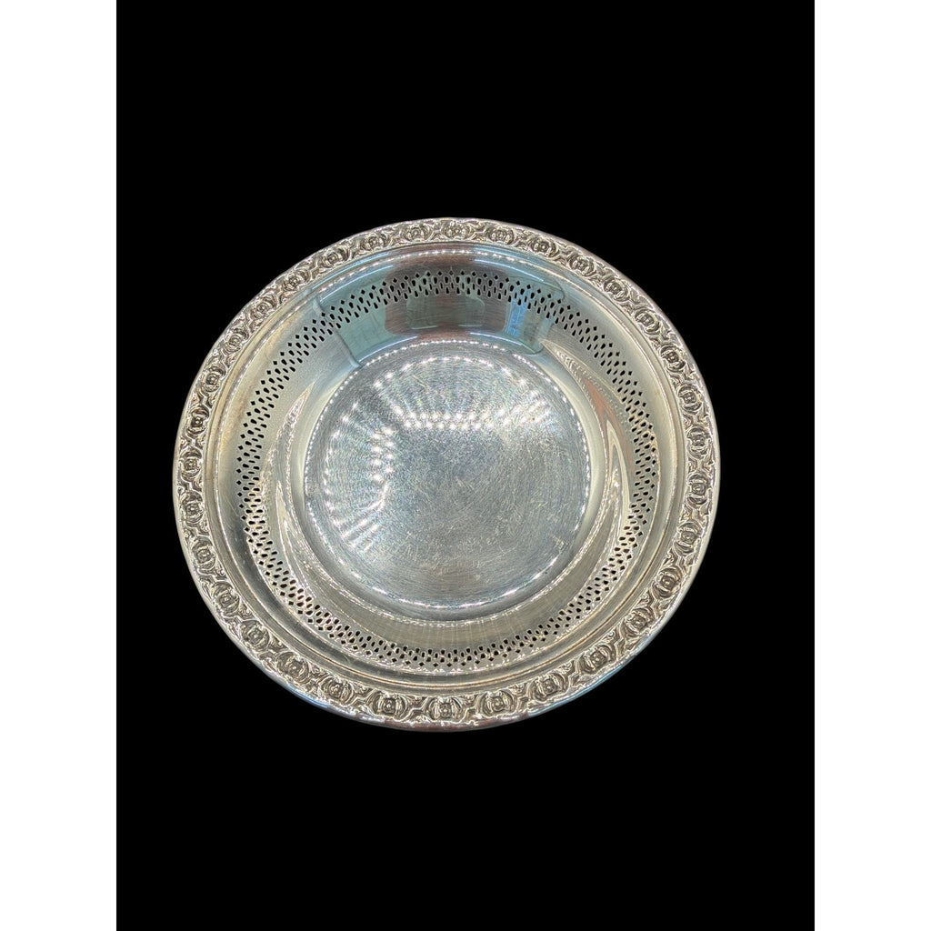 Vintage Reed & Barton Silver Plated Vanity Dish, Pierced Gallery Jewelry Holder