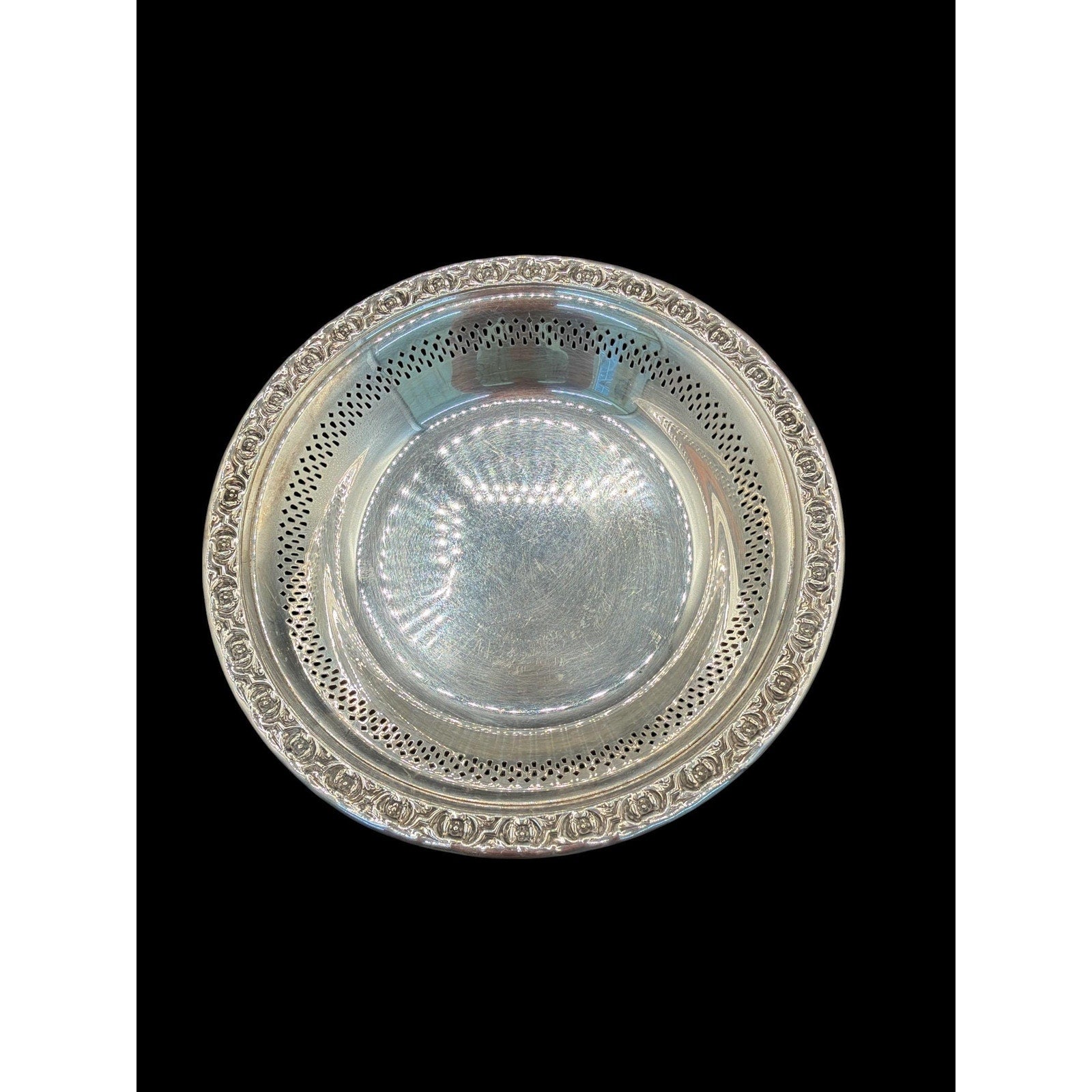 Vintage Reed & Barton Silver Plated Vanity Dish, Pierced Gallery Jewelry Holder