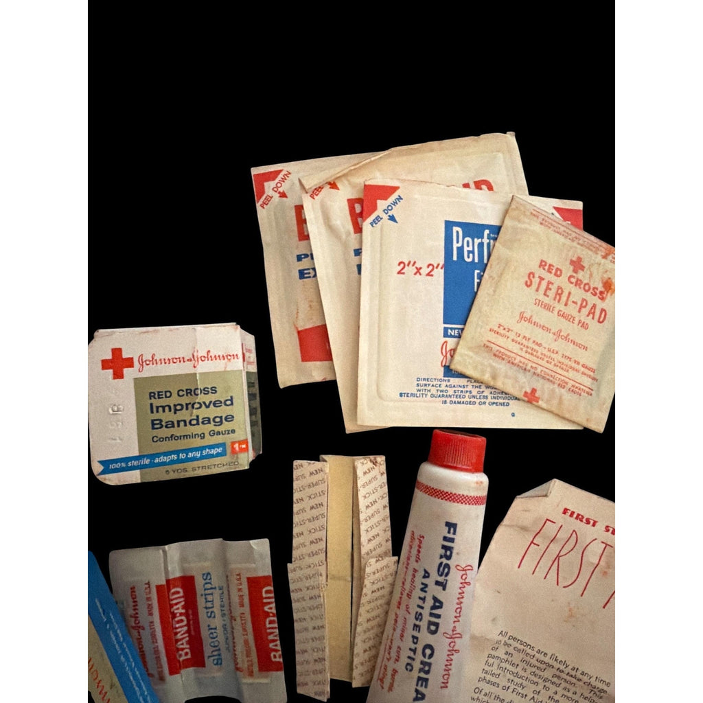 Vintage Johnson & Johnson First Aid Kit Bundle, Mid Century Bandage Tins