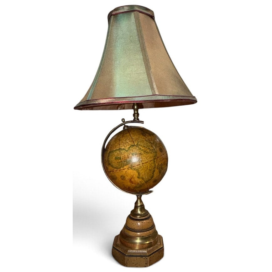 Vintage Old World Globe Table Lamp Antiqued Brass Library Decor 24 Inch