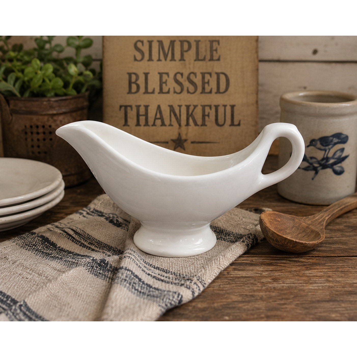 Vintage Buffalo China Restaurant Ironstone White Gravy Boat USA