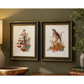 Vintage Heinrich Germany Framed Porcelain Bird Tile Wall Art Pair
