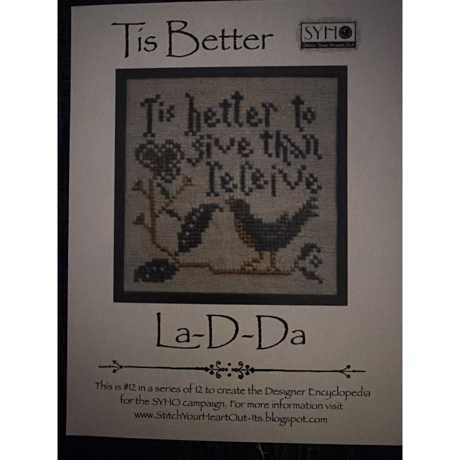 La D Da Tis Better Cross Stitch Pattern SYHO #12 Designer Encyclopedia