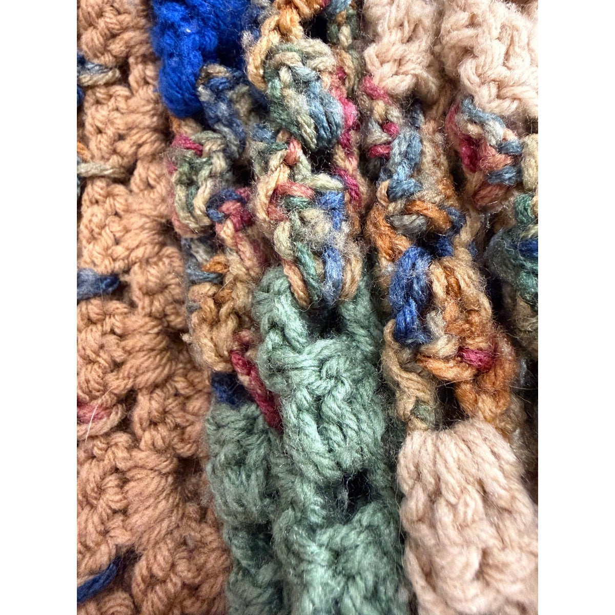 Handmade Crochet Afghan Blanket Sage Cobalt Earth Tones 62 x 62 – additional view 10
