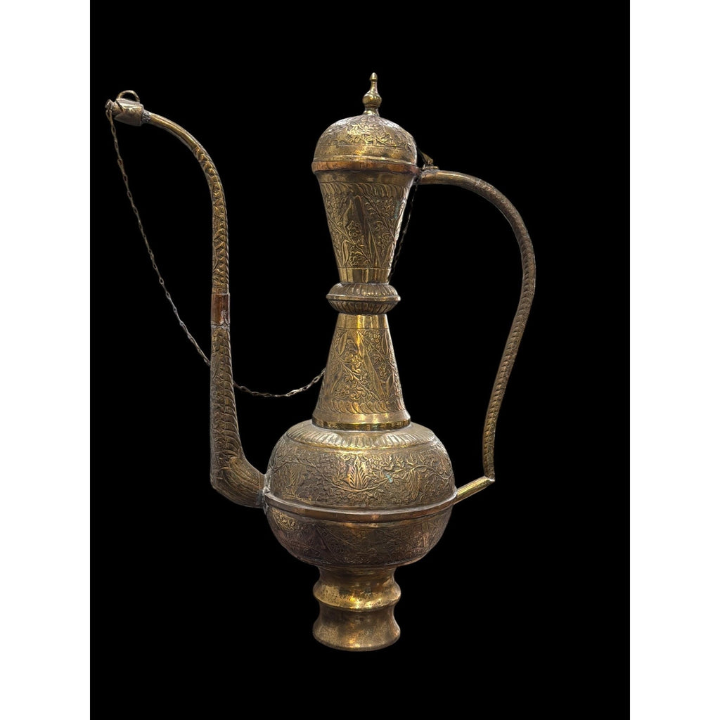 Monumental Vintage Brass Ewer Urn | 28" Hand-Worked Brass & Copper Vessel