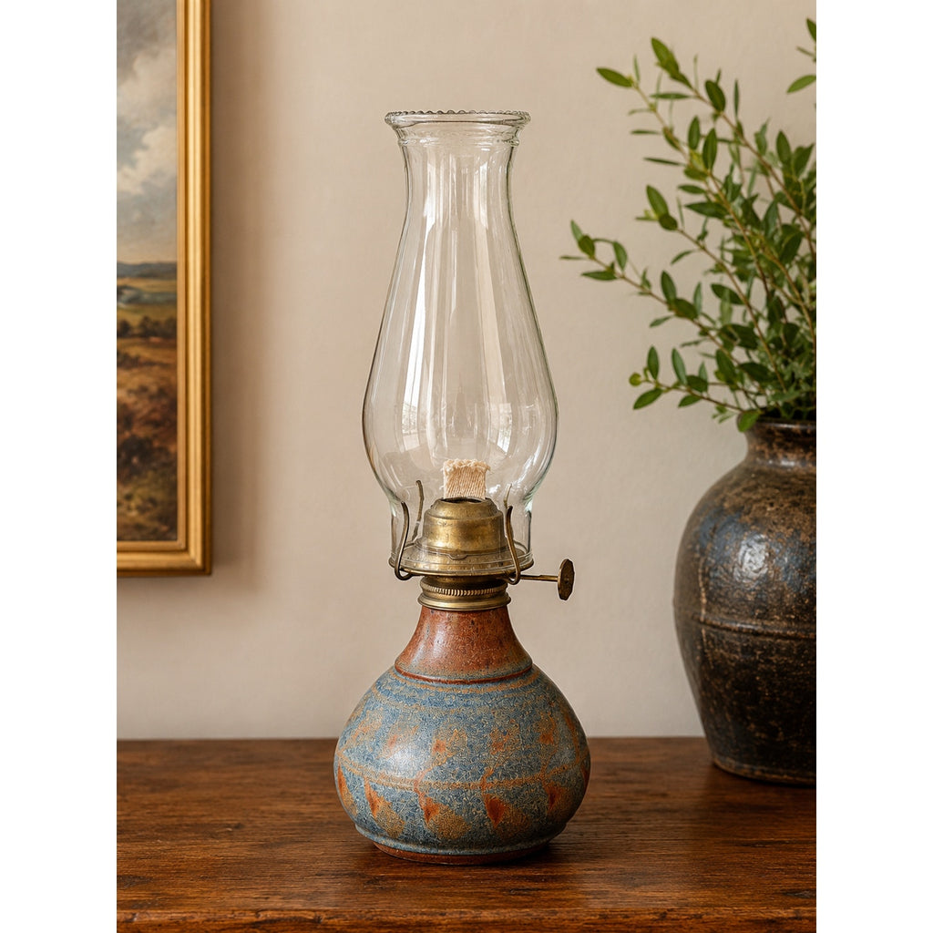 Studio Pottery Oil Lamp Signed MCM Art Pottery Eagle Burner