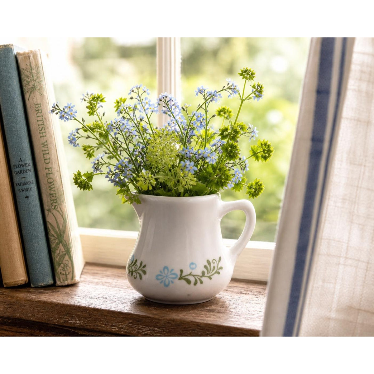 Homer Laughlin Creamer Vase Blue Floral French Ironstone Restaurantware – additional view 2