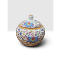 Chinese Style Famille Rose Porcelain Ginger Jar Copper Screw Lid 6 Inch – main view