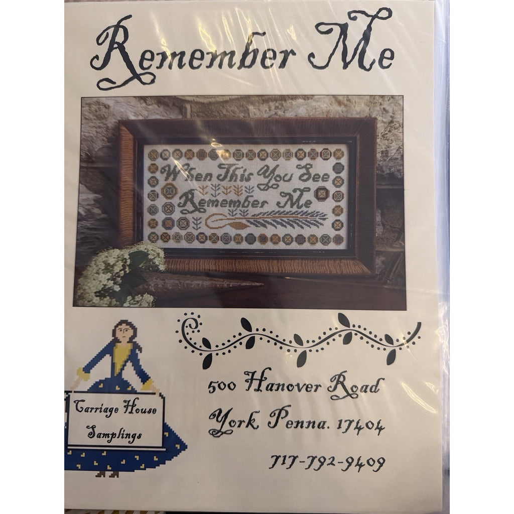 Carriage House Samplings Remember Me Cross Stitch Pattern Sampler Chart