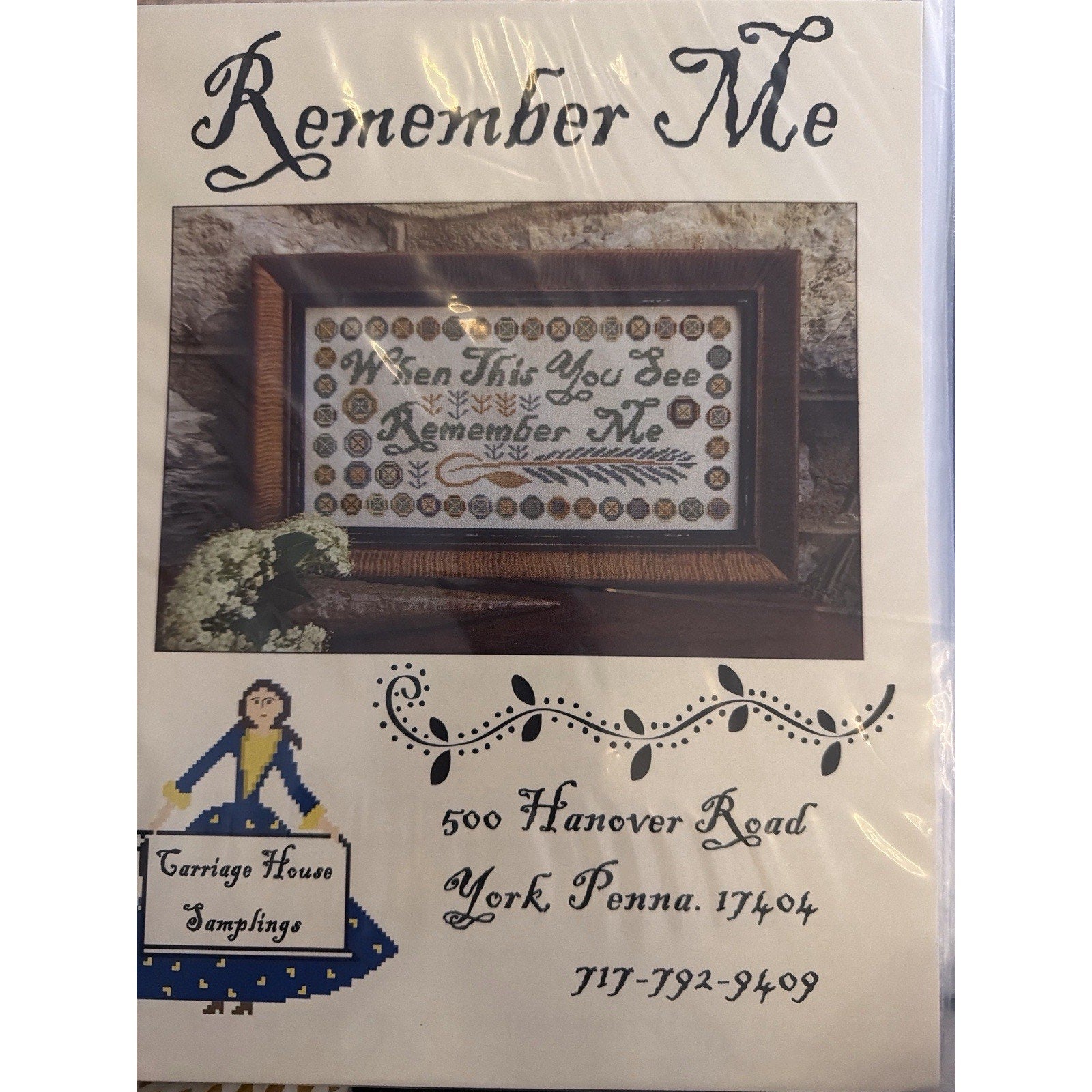 Carriage House Samplings Remember Me Cross Stitch Pattern Sampler Chart