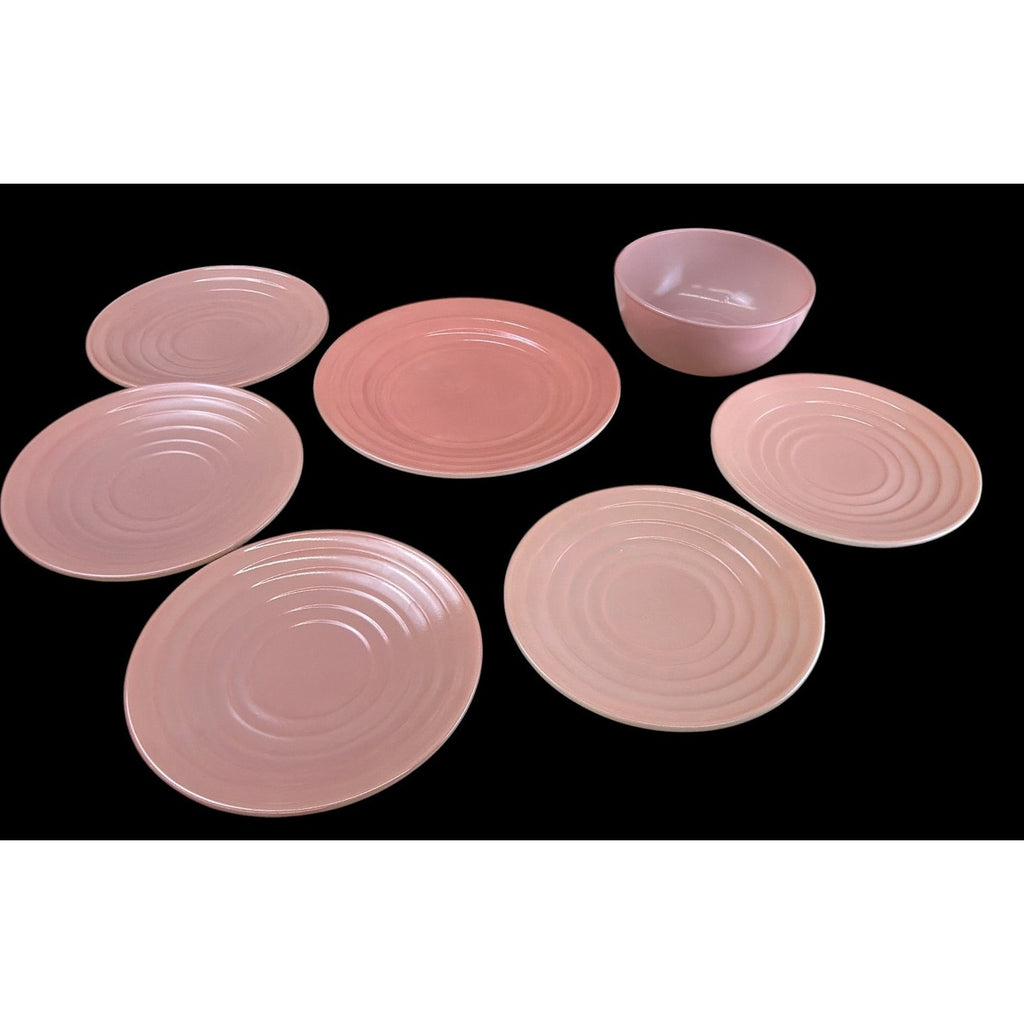 Hazel Atlas Moderntone Pink Platonite Glass 7 Piece Dish Set Vintage – additional view 2