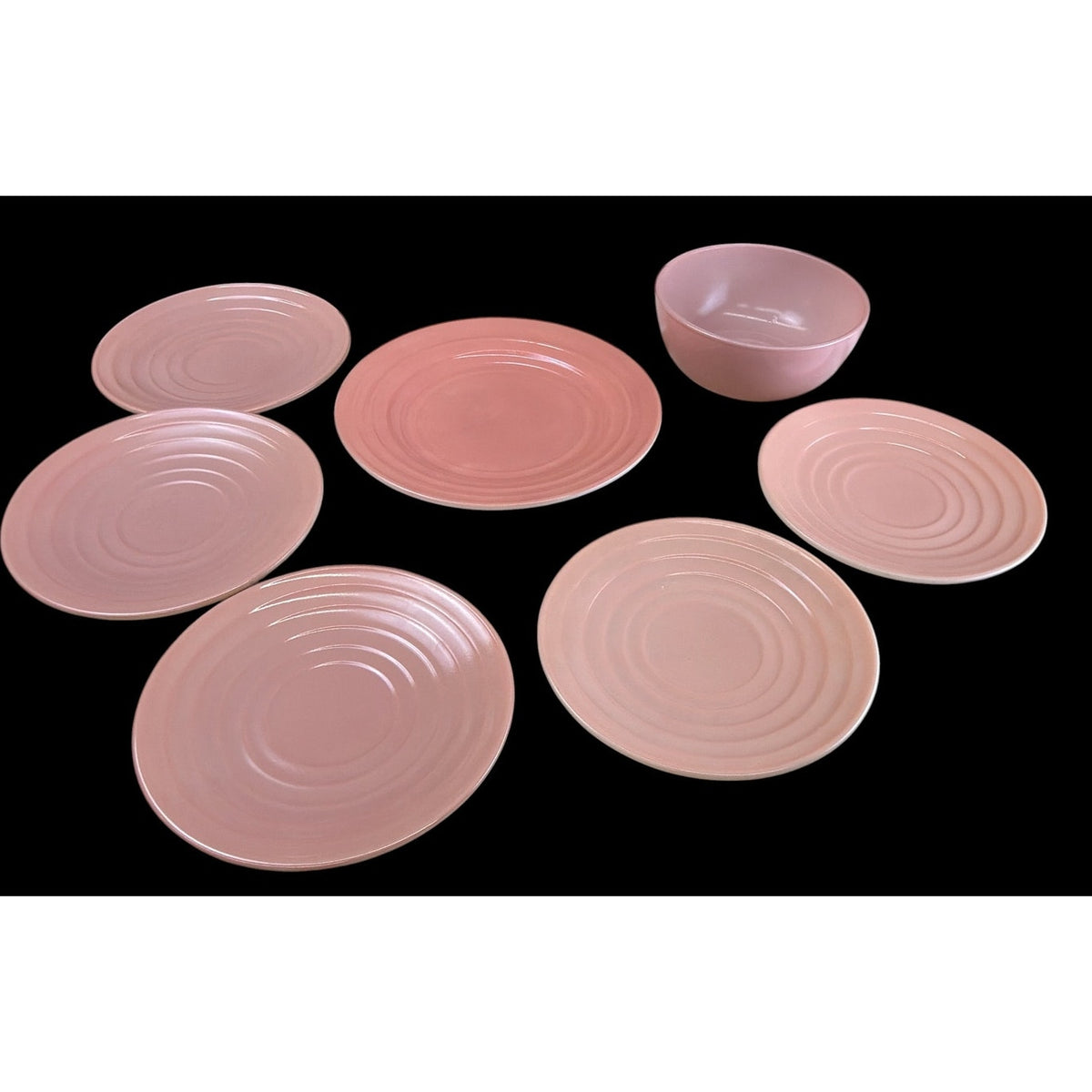 Hazel Atlas Moderntone Pink Platonite Glass 7 Piece Dish Set Vintage – additional view 2