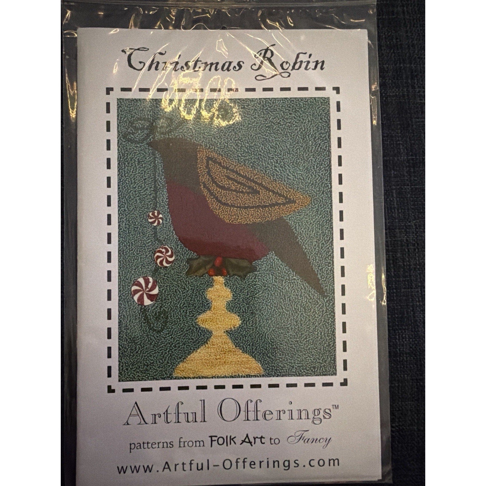 Artful Offerings Christmas Robin Punch Needle Pattern PN07073