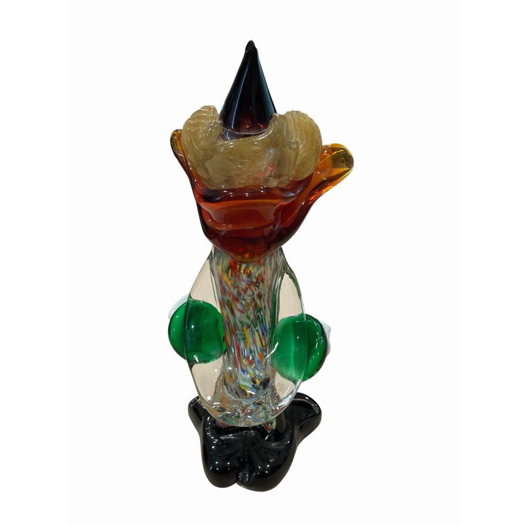 Vintage Murano Art Glass Clown Figurine Millefiori Labeled Italian 8 Inch