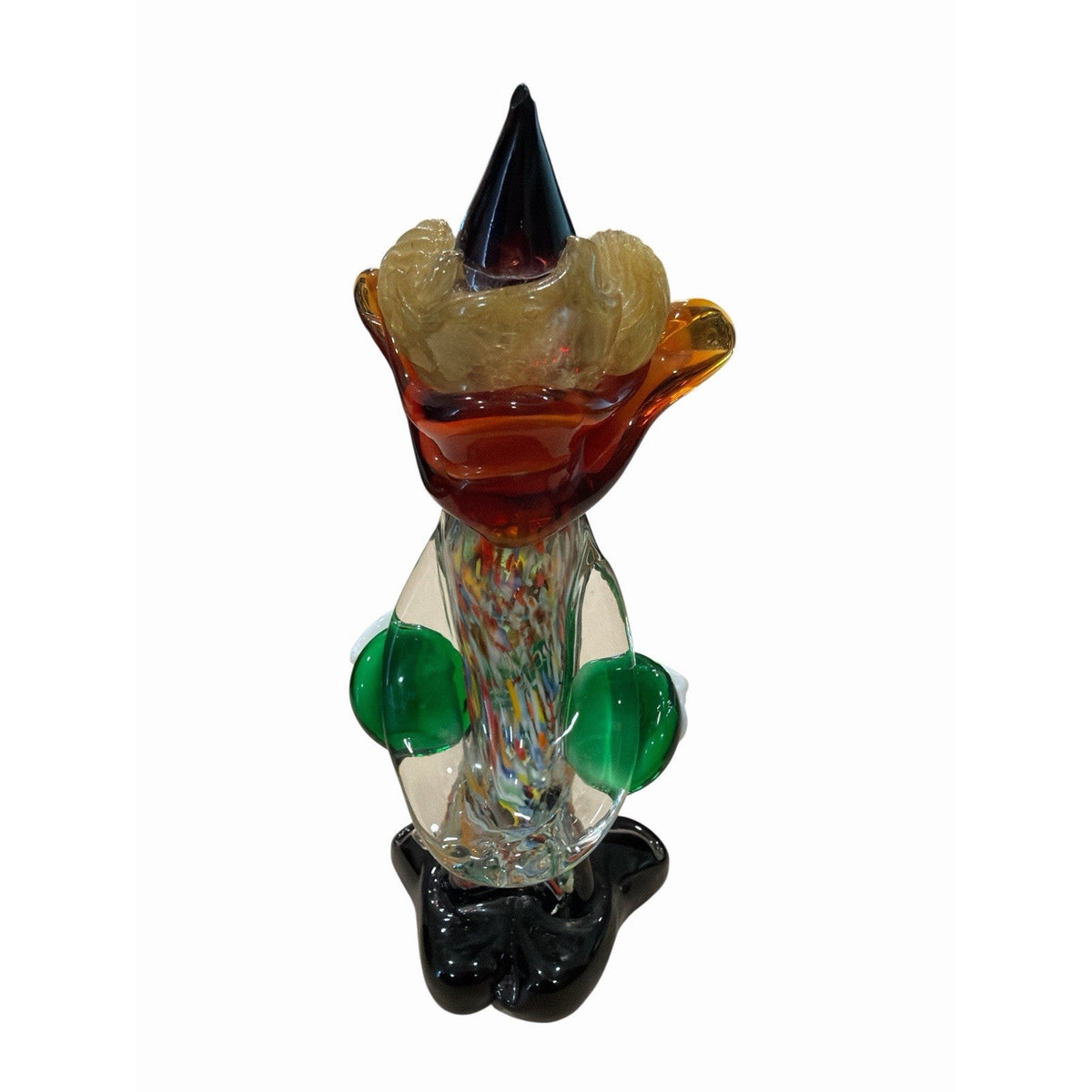 Vintage Murano Art Glass Clown Figurine Millefiori Labeled Italian 8 Inch
