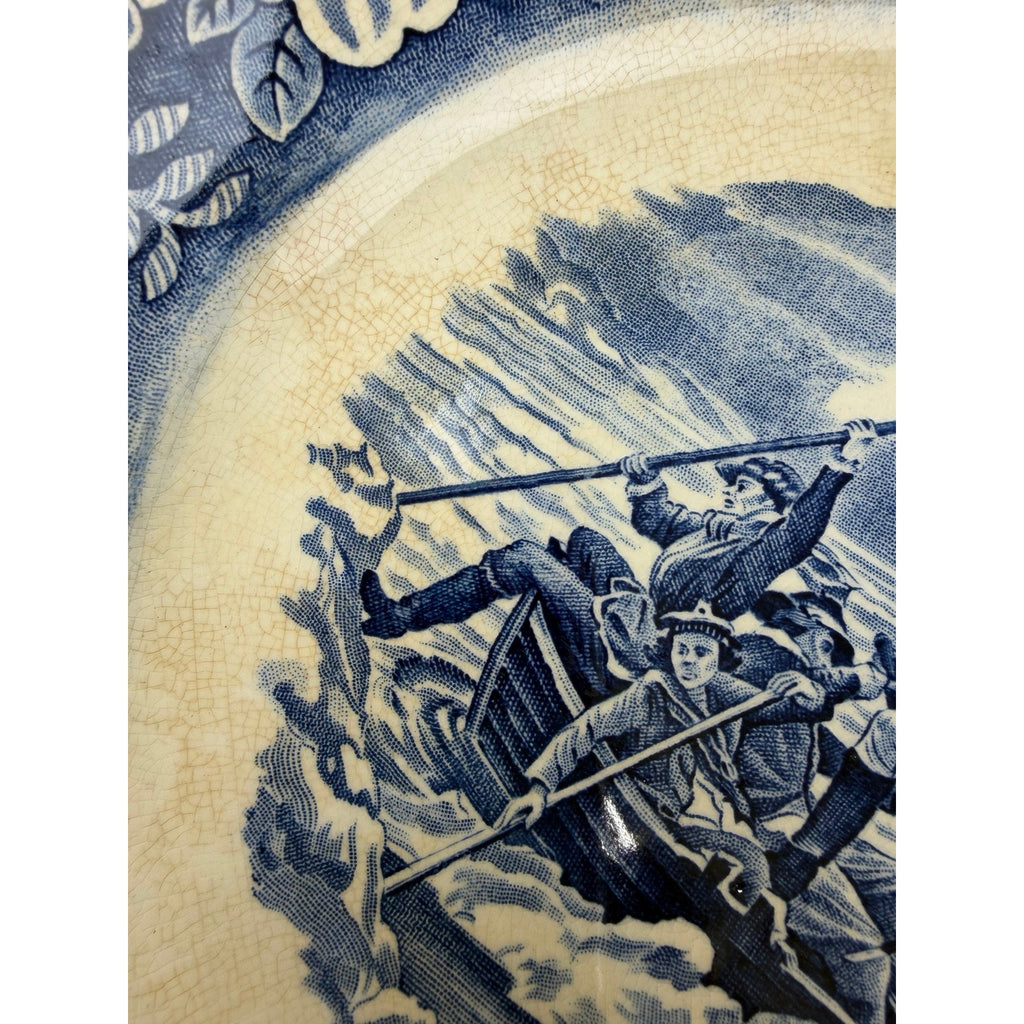 Liberty Blue Ironstone Platter Washington Crossing Delaware 14" Staffordshire – additional view 7
