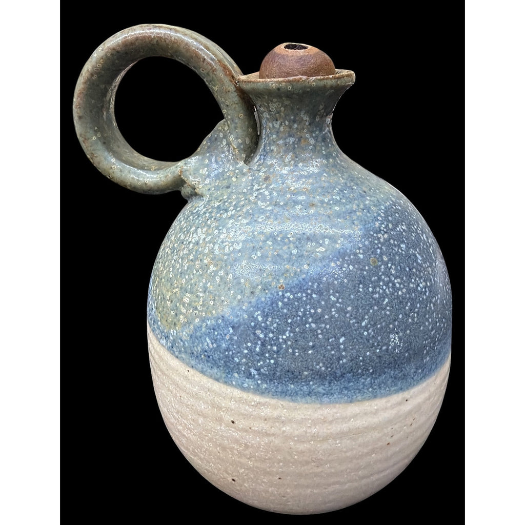 Vintage Signed Studio Pottery Oil Lamp Blue Speckled Stoneware Jug 6" – additional view 12