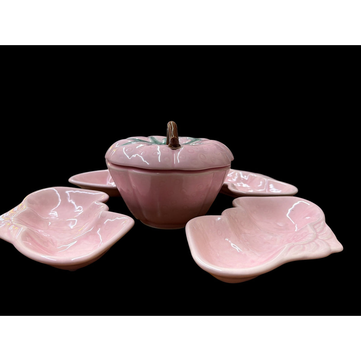 Vintage Belmar California Pink Strawberry Pottery 6 Piece Serving Set – additional view 3