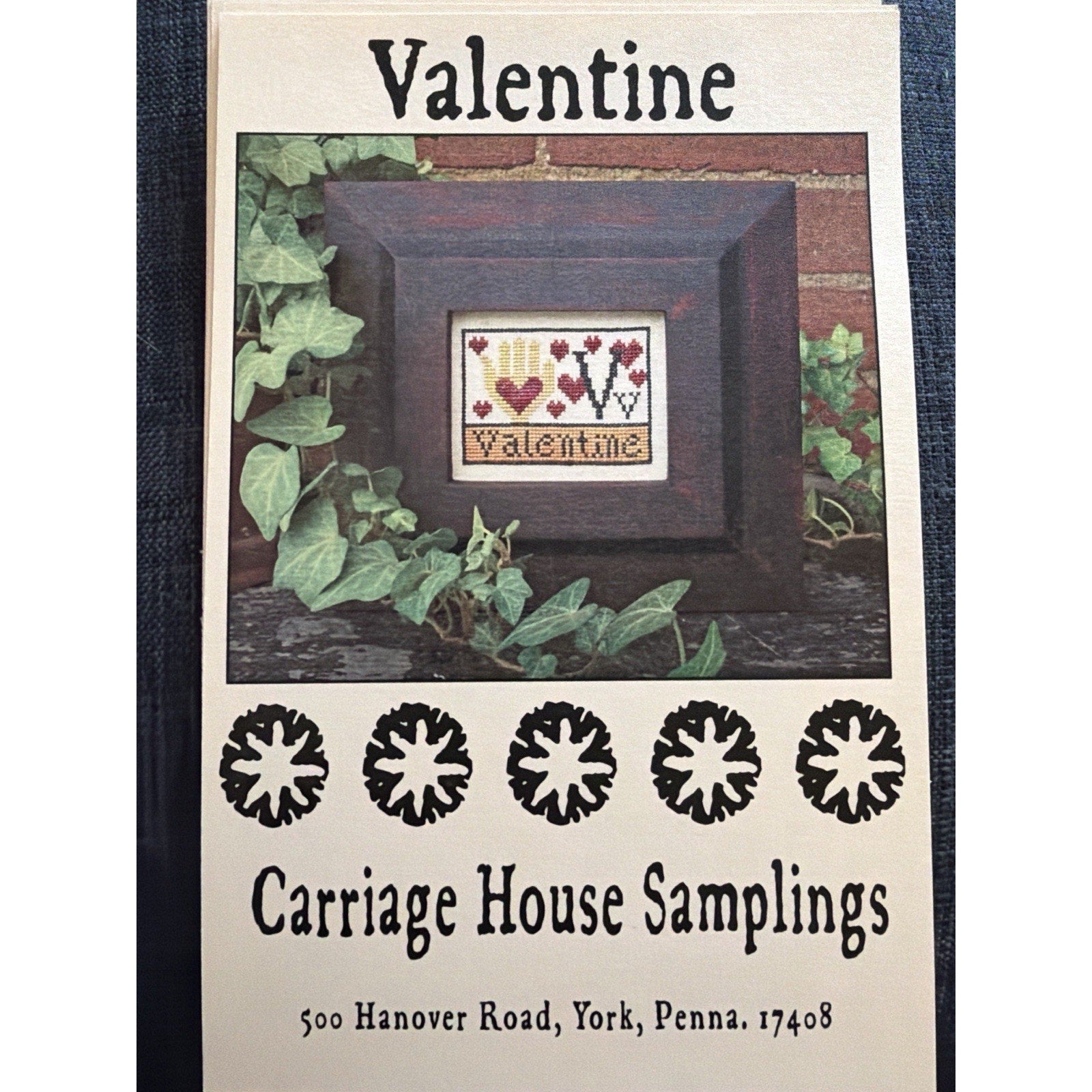 Carriage House Samplings Valentine Cross Stitch Pattern Primitive Heart