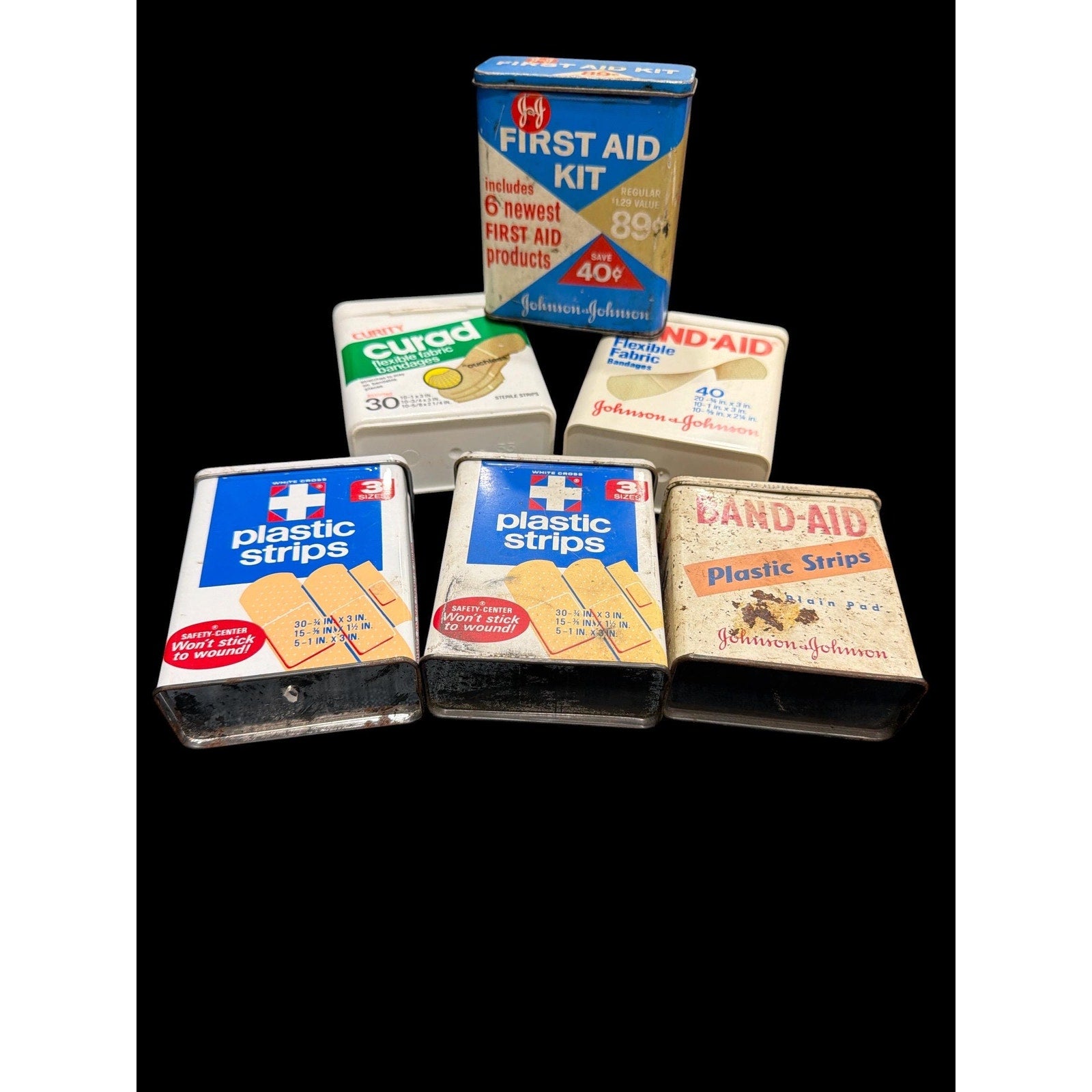 Vintage Johnson & Johnson First Aid Kit Bundle, Mid Century Bandage Tins