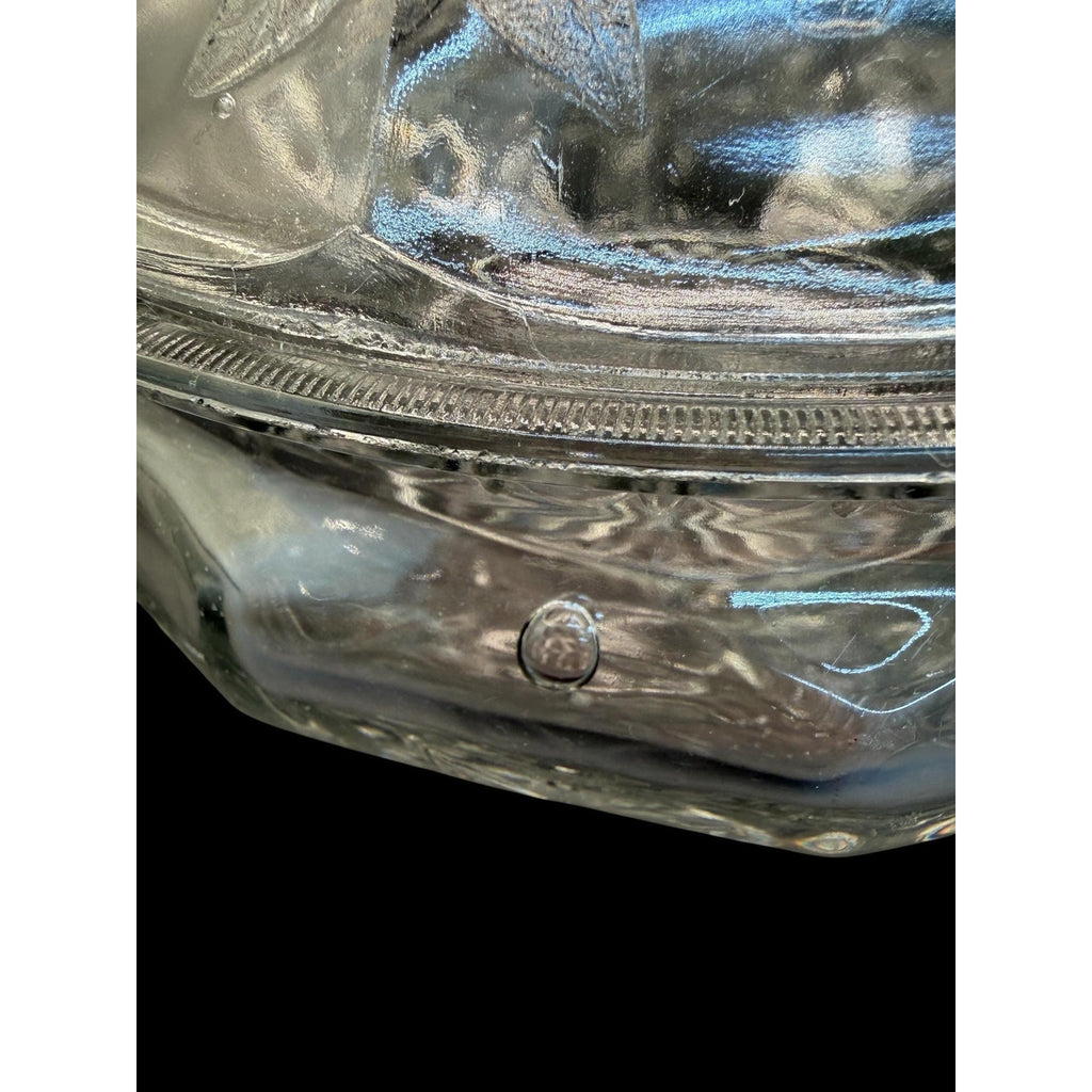Vintage Pressed Glass Covered Candy Dish Cherry Pattern Lid Bowl 8”