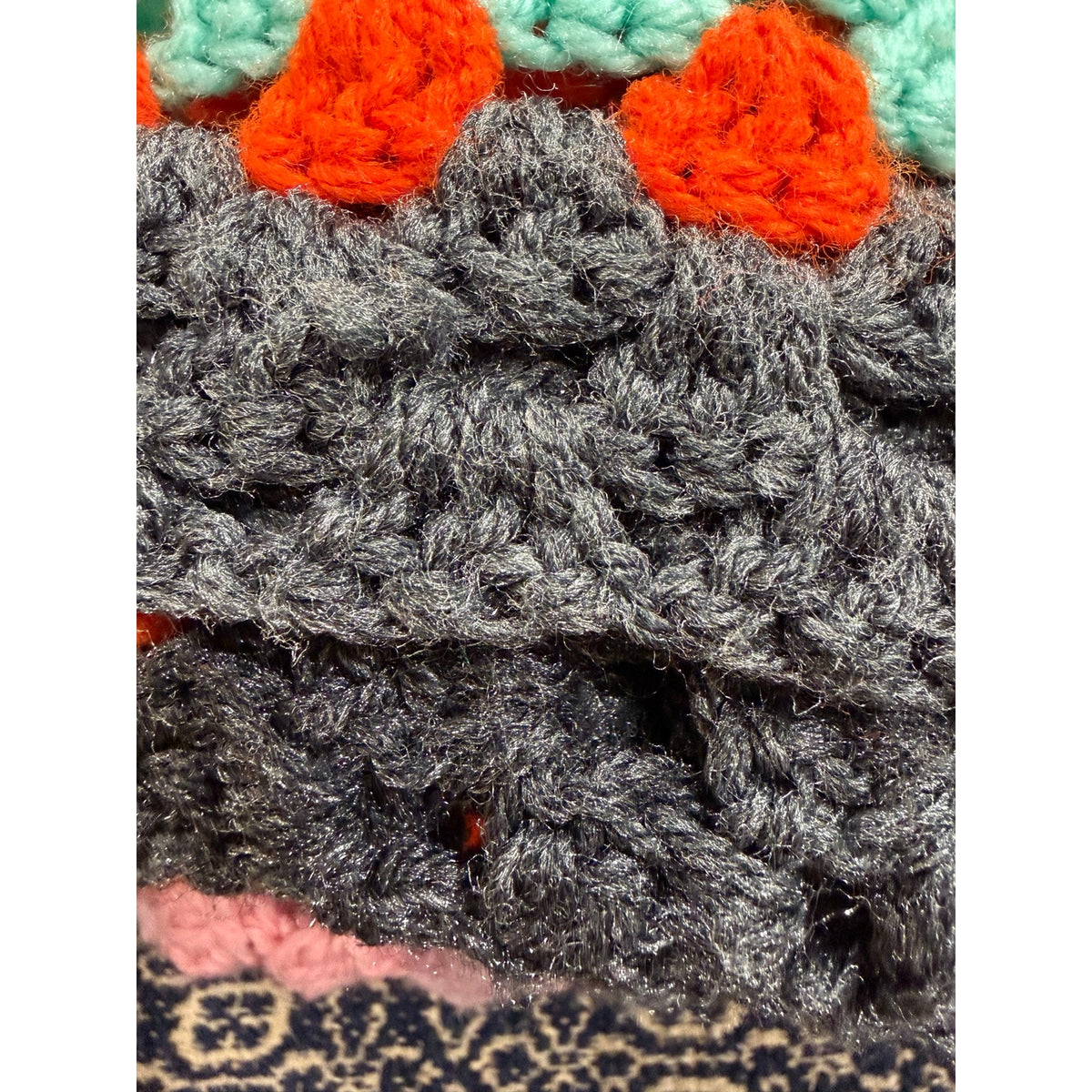 Vintage Crochet Lap Afghan Atomic Autumn Handmade 42 Inch