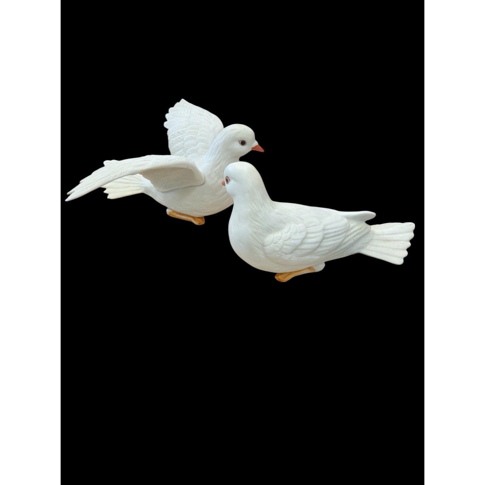 Vintage HOMCO Bisque Porcelain Dove Figurines Pair #8856 White Birds