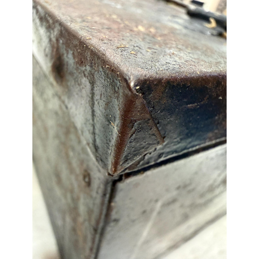 Antique Diamond Match Company Tin Box: Primitive Fireplace Storage Container