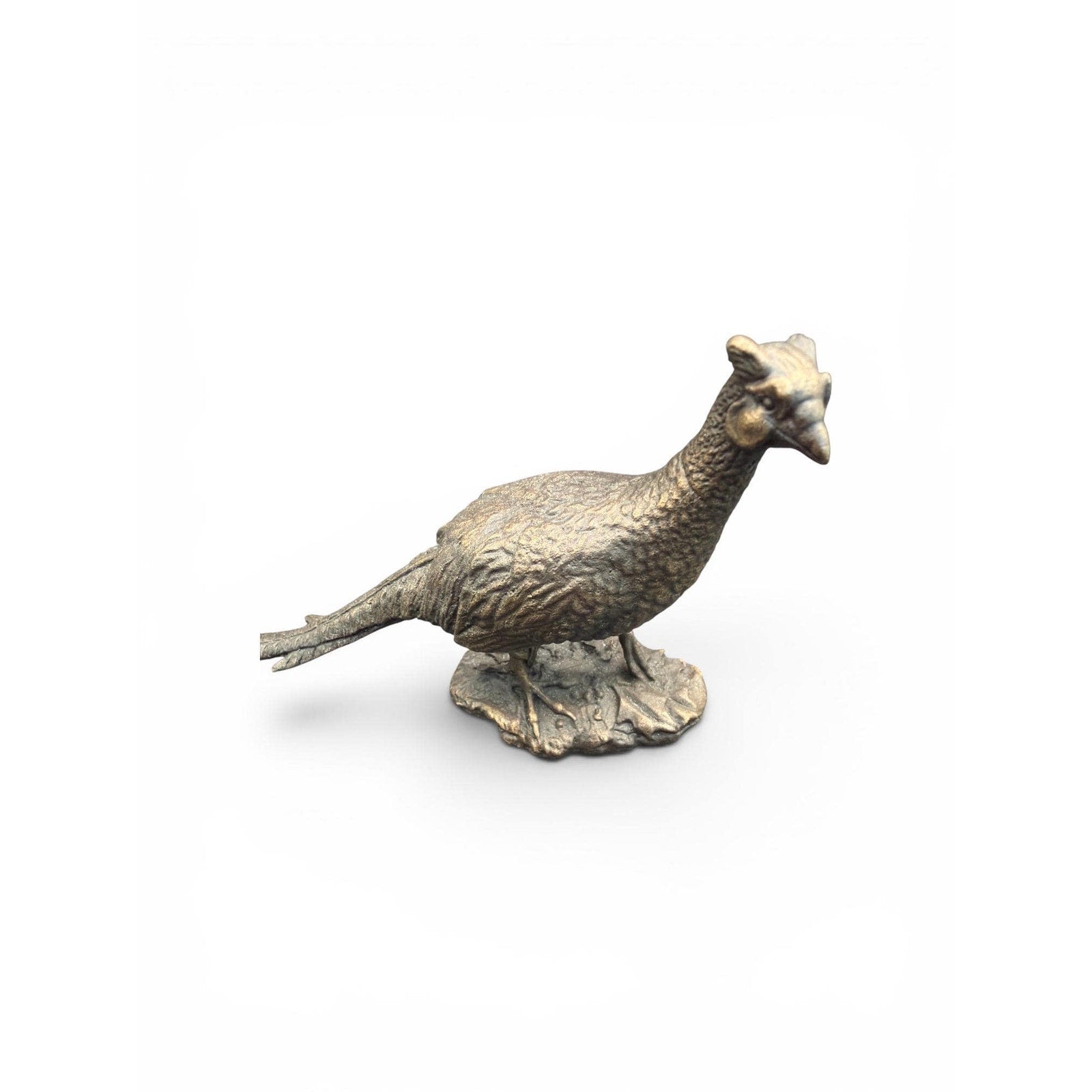 Vintage Bronze Pheasant Figurine, Detailed Wildlife Sculpture, MCM Lodge Decor