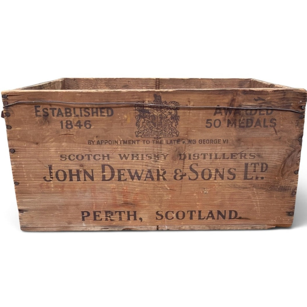 Vintage Dewar's Scotch Whisky Wooden Crate John Dewar & Sons Scotland 1950s