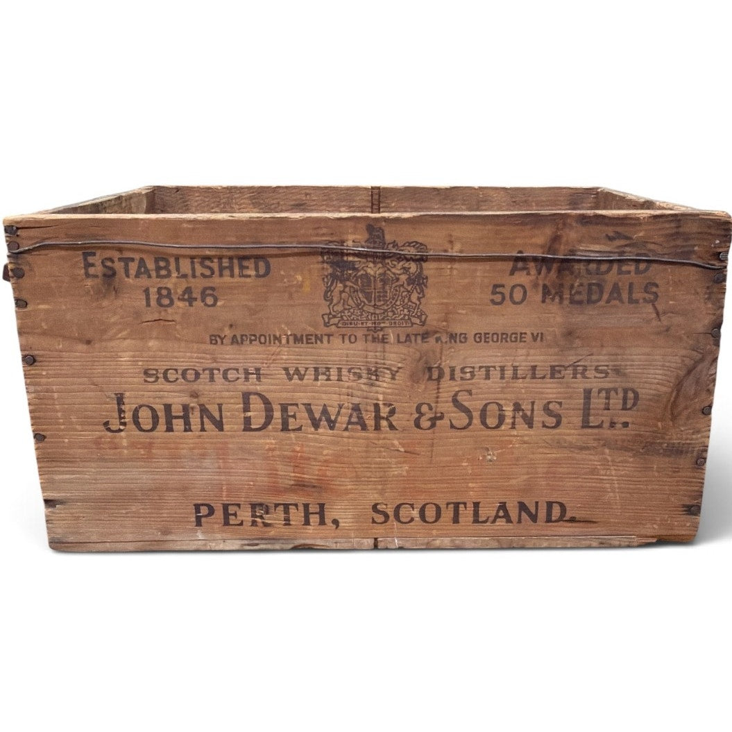 Vintage Dewar's Scotch Whisky Wooden Crate John Dewar & Sons Scotland 1950s