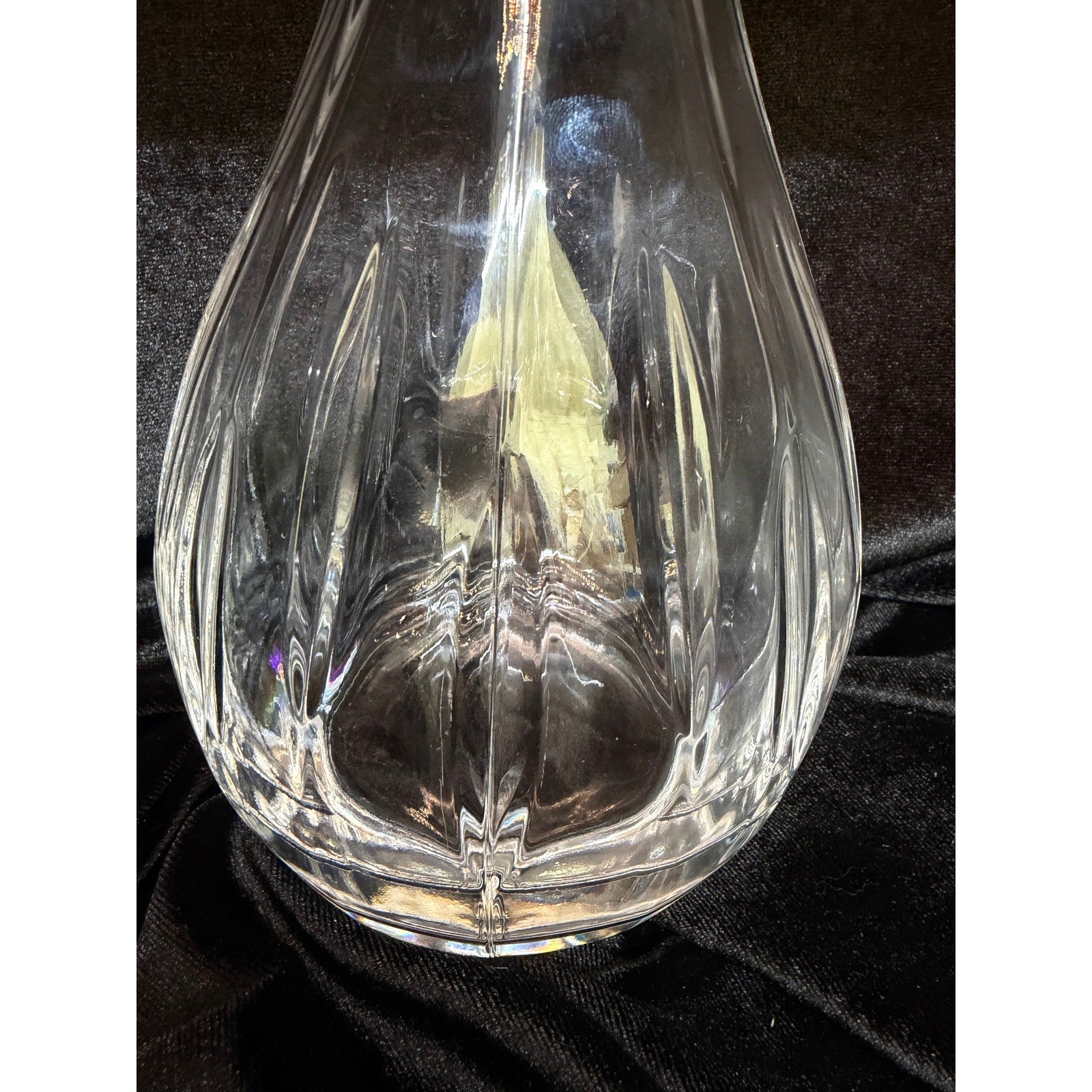 Vintage Heavy Crystal Decanter Optic Ribbed Glass Whiskey Barware 13”