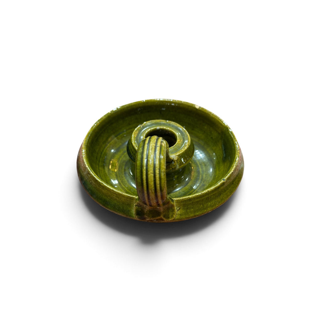 Vintage Irish Pottery Chamberstick Togher Pottery Green Handmade Ireland