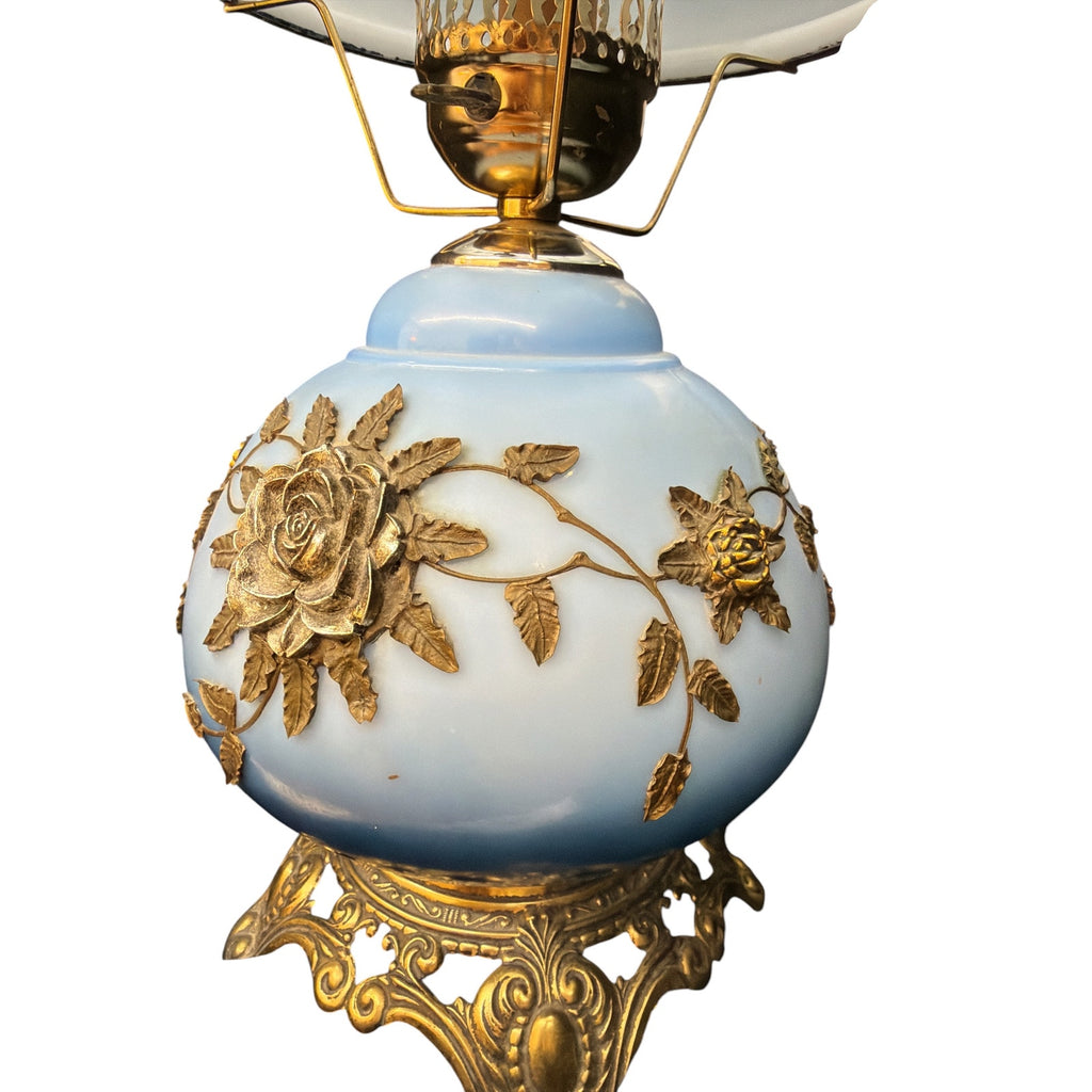 Falkenstein Attributed Blue Opaline Gone With the Wind Table Lamp