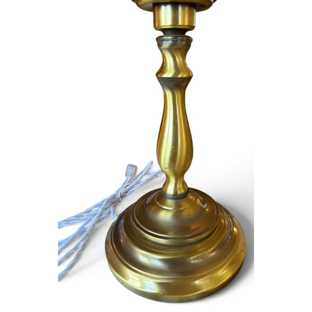 Vintage Solid Brass Student Table Lamp 28 Inch Dome Shade Library Desk Light