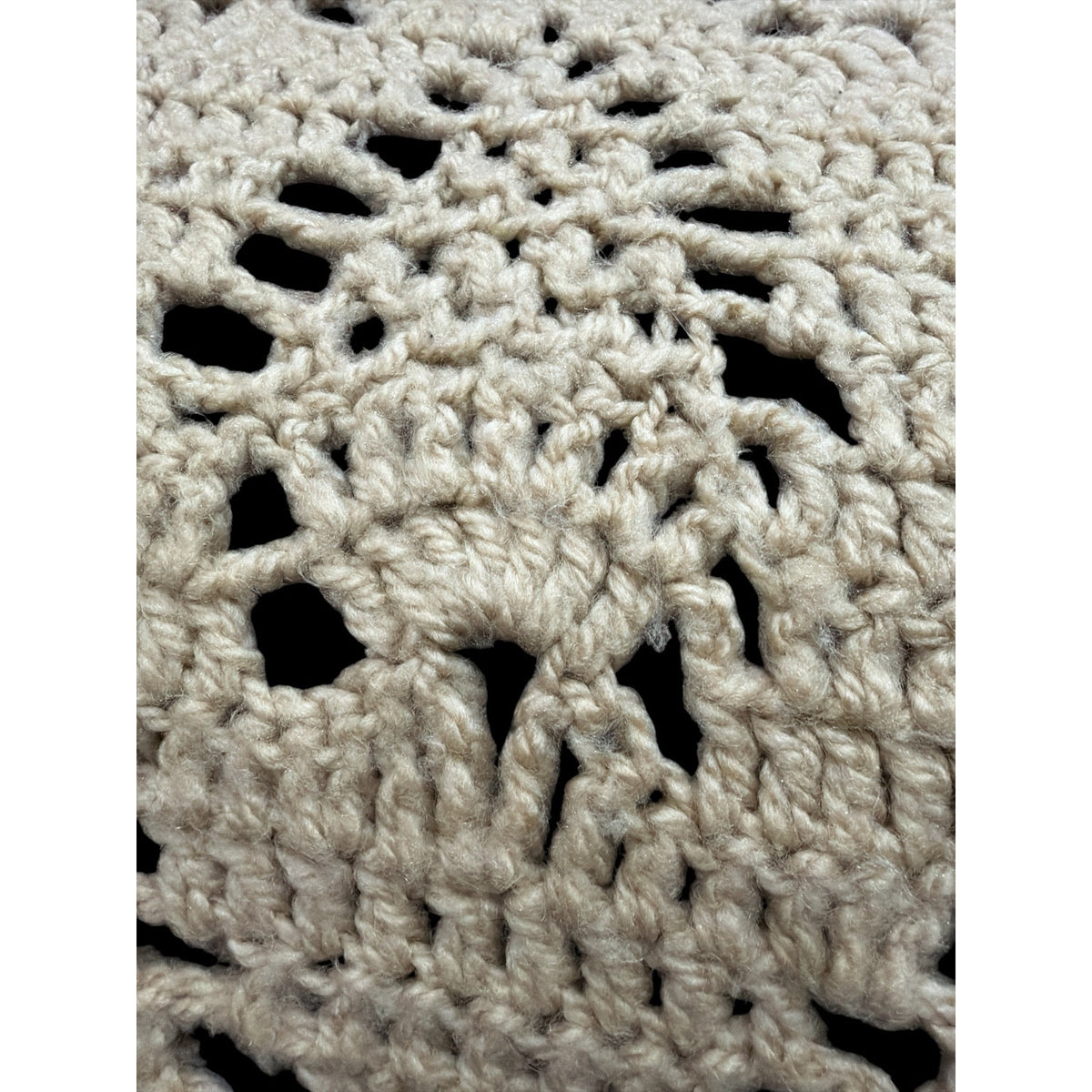 Handmade Crochet Afghan Taupe Pineapple Lace Throw Blanket 46 x 60 – additional view 5