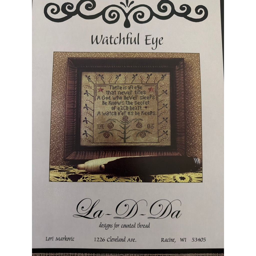La-D-Da Watchful Eye Cross Stitch Pattern Sampler NOS
