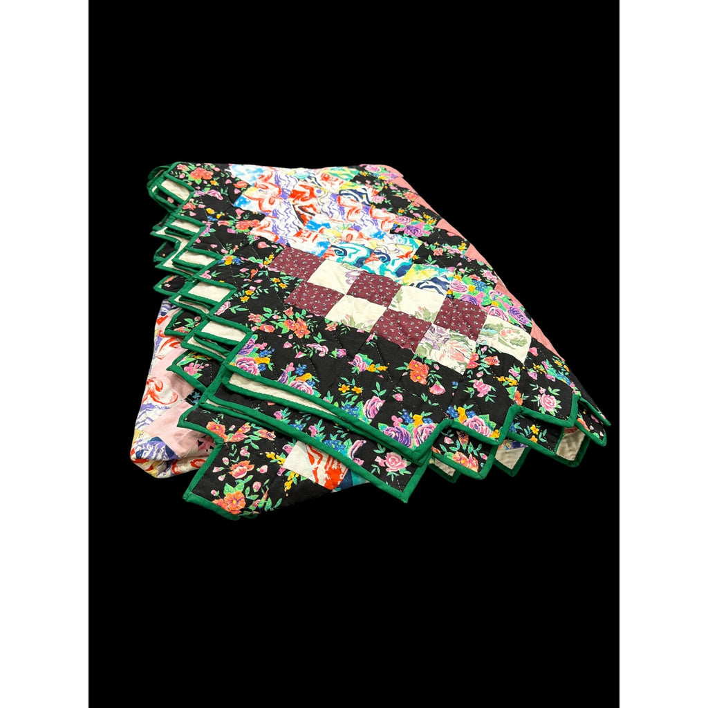 Vintage Hand Quilted Patchwork Quilt Ruby South Sawtooth Edge 106" x 75" – additional view 10