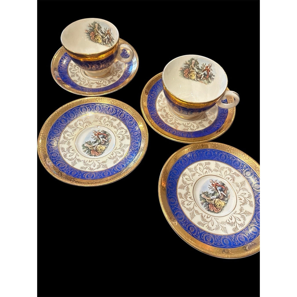 Vintage Bromley Teacups & Saucers Lot 22K Gold Taylor Smith AS IS