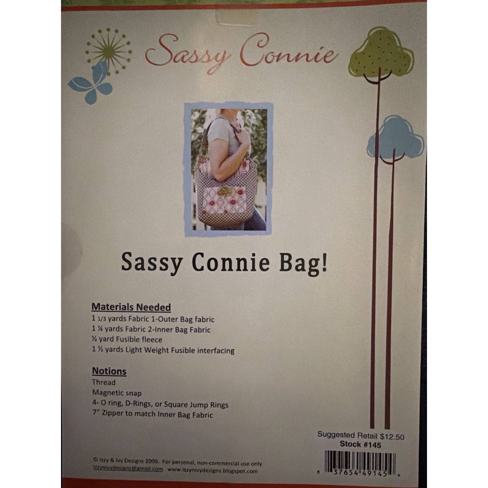 Sassy Connie Arm Bag Pattern Izzy & Ivy Designs Tote Purse Sewing