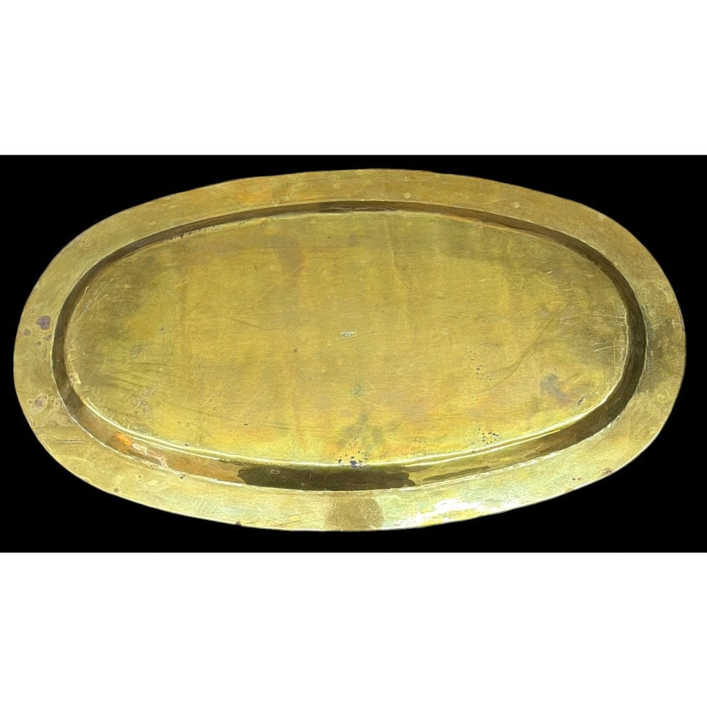 Vintage Mexican Brass Oval Tray Hecho en Mexico Mid Century 19 Inch