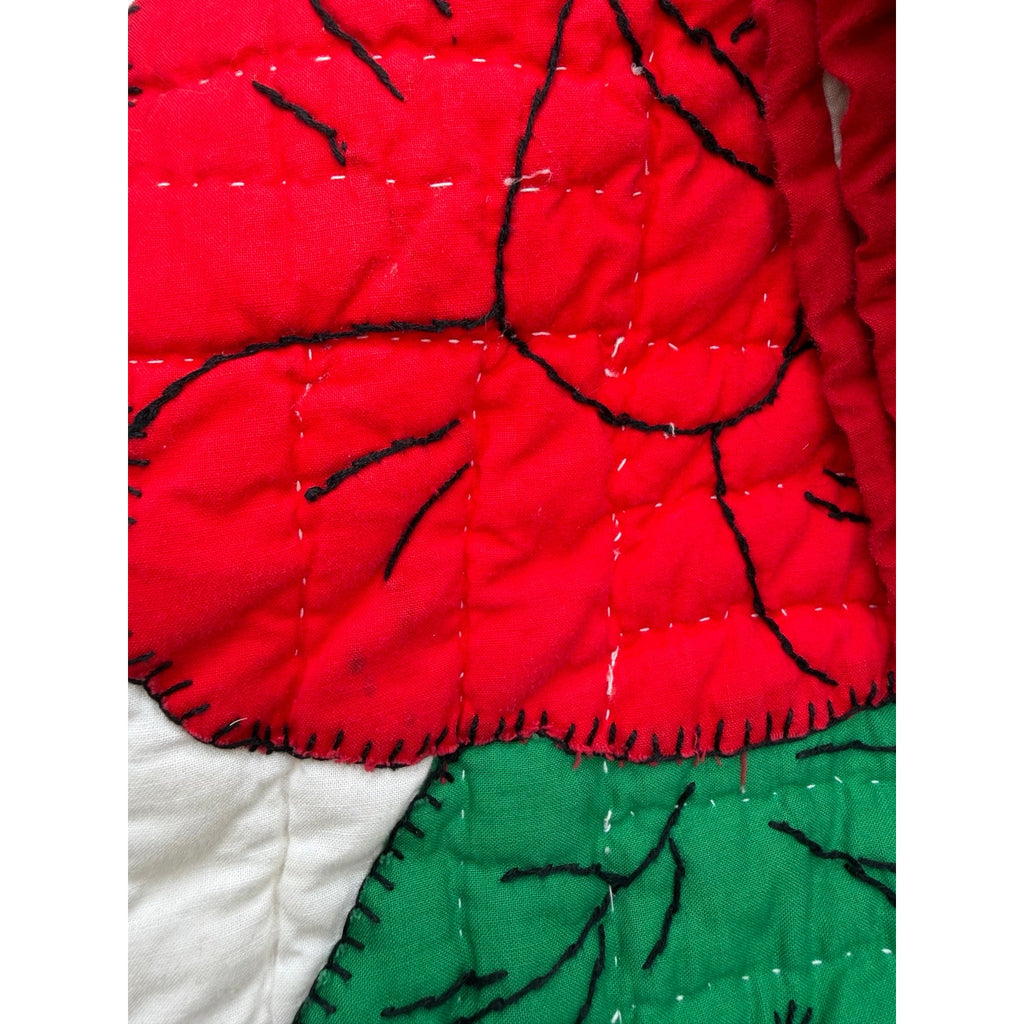 Vintage Handmade Rose Applique Quilt Hand Quilted 70x78 Floral Cottage