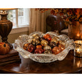 Large Vintage Pressed Glass 10" Ruffled Centerpiece Bowl Starburst Mid Century – main view