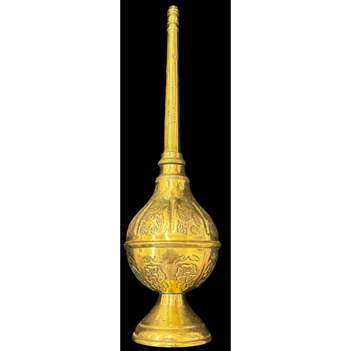 Antique Brass Gulab Pash Rose Water Sprinkler Crown Marked India 10"